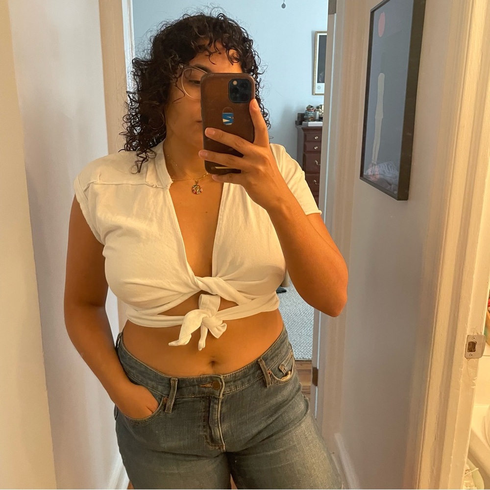 Coachella top! Zara White Tie-Front Blouse